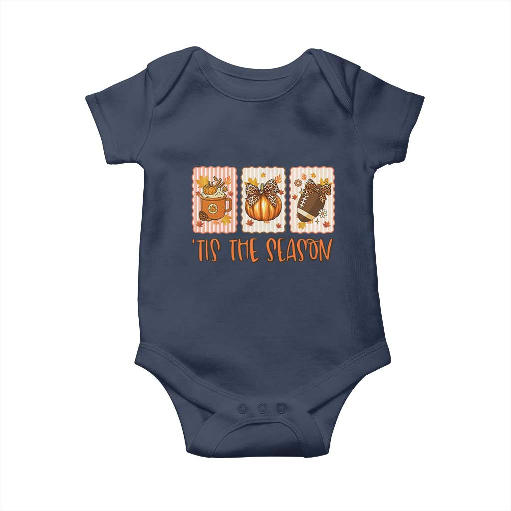 Tis The Season Fall Thanksgiving Baby Onesie American Football Pumpkin Postage Stamps - Wonder Print Shop