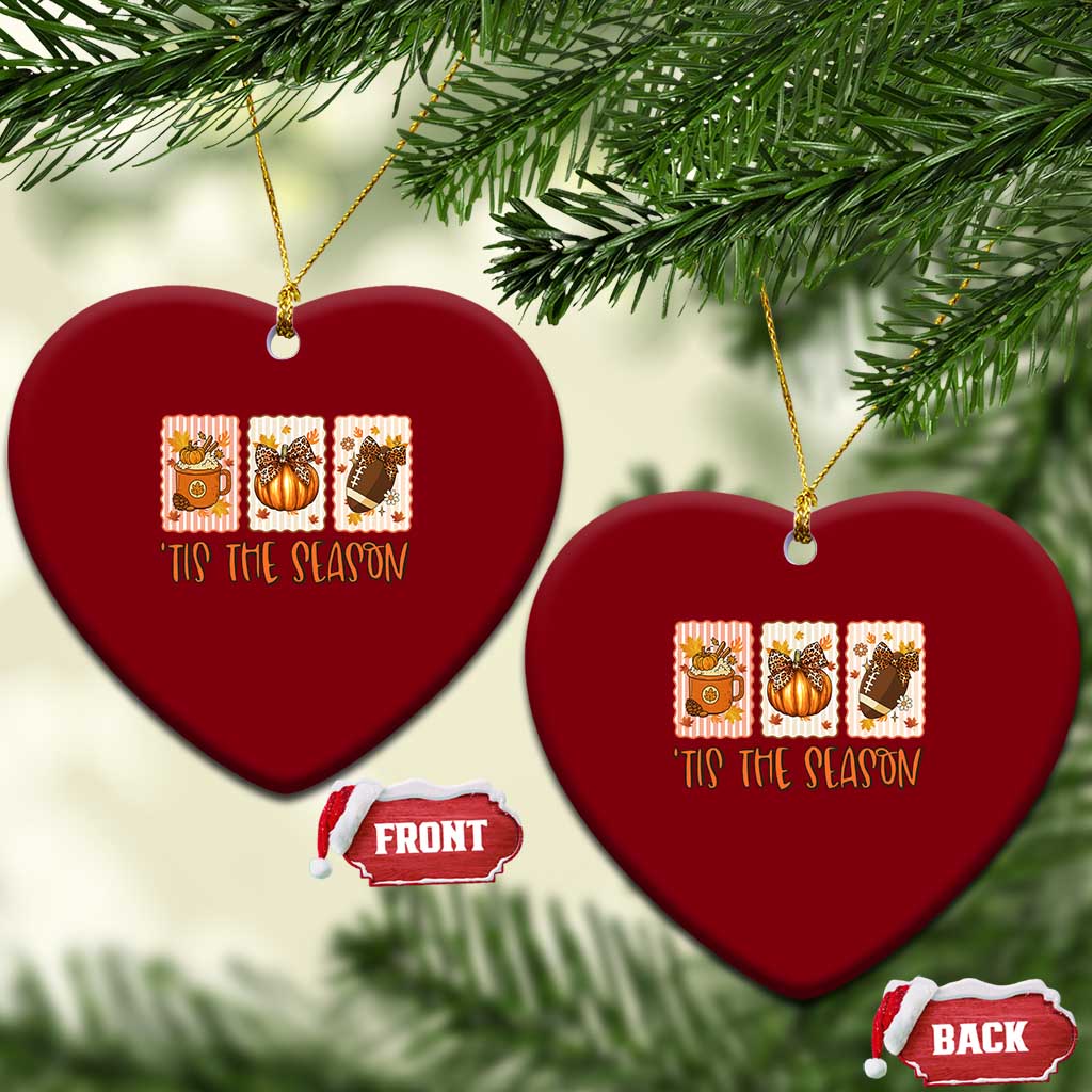 Tis The Season Fall Thanksgiving Ceramic Ornament American Football Pumpkin Postage Stamps - Wonder Print Shop