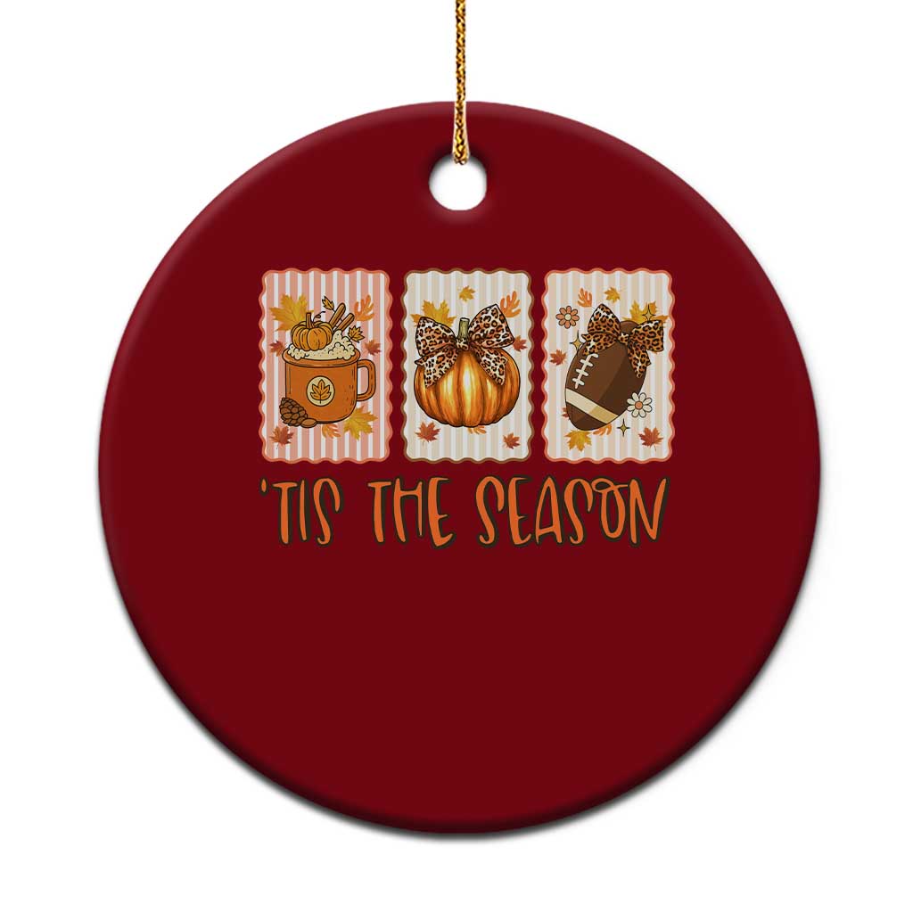 Tis The Season Fall Thanksgiving Ceramic Ornament American Football Pumpkin Postage Stamps - Wonder Print Shop