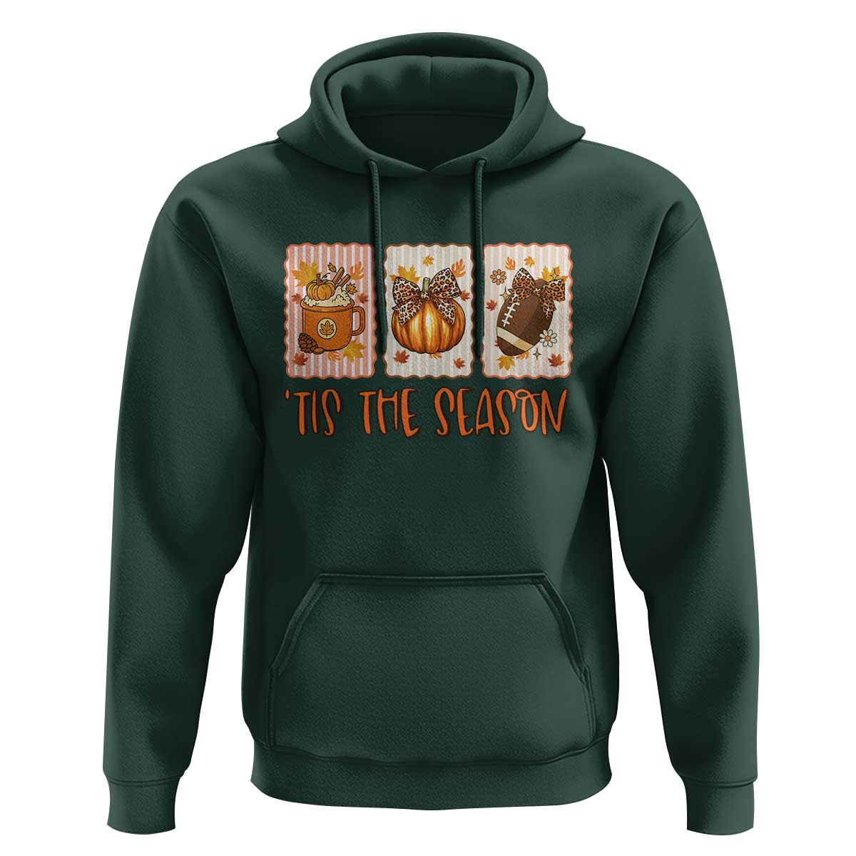 Tis The Season Fall Thanksgiving Hoodie American Football Pumpkin Postage Stamps - Wonder Print Shop