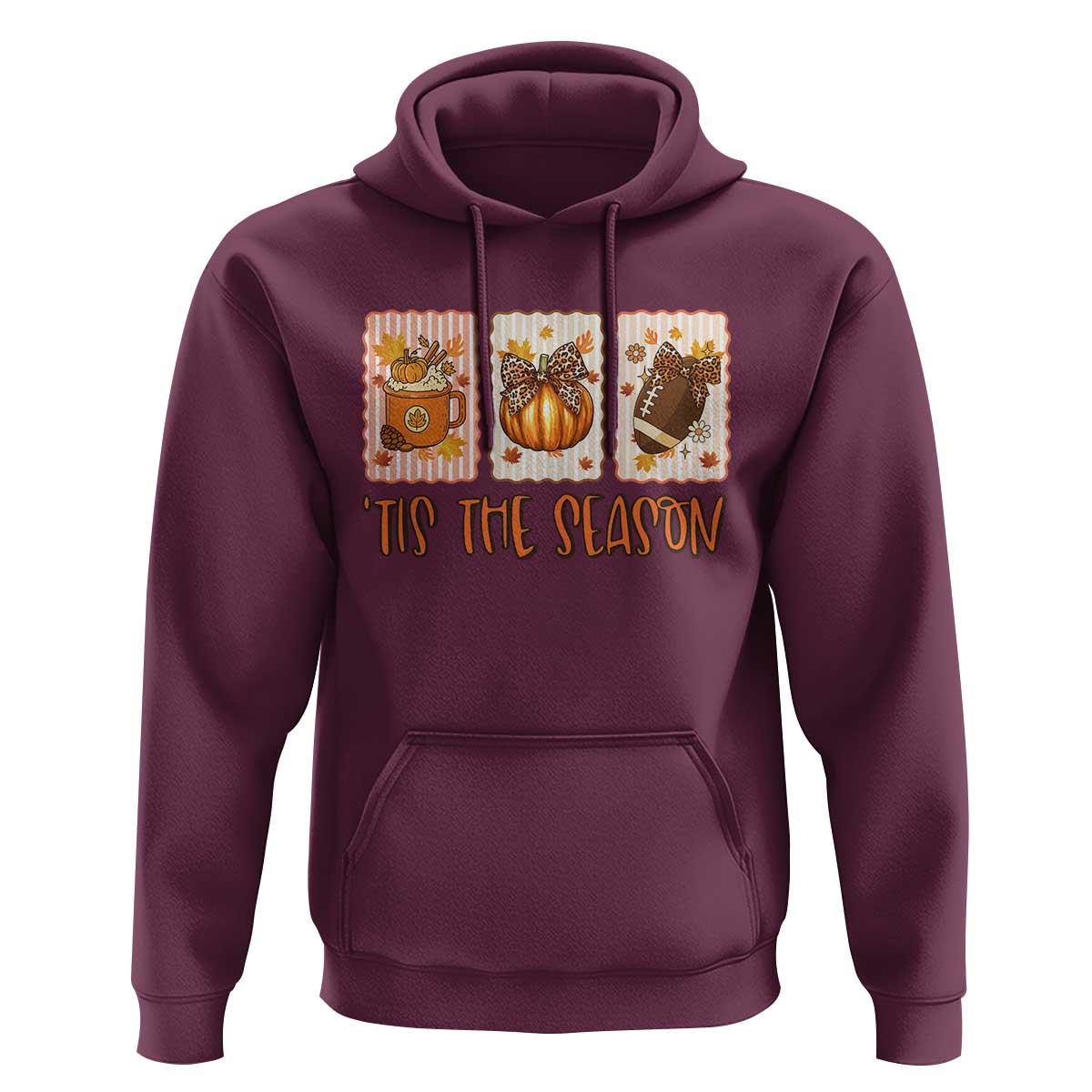 Tis The Season Fall Thanksgiving Hoodie American Football Pumpkin Postage Stamps - Wonder Print Shop