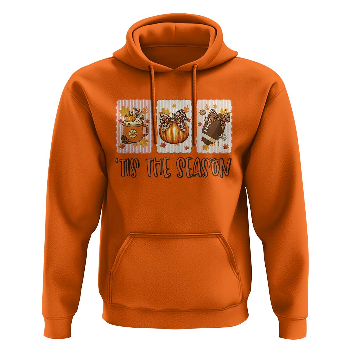 Tis The Season Fall Thanksgiving Hoodie American Football Pumpkin Postage Stamps - Wonder Print Shop