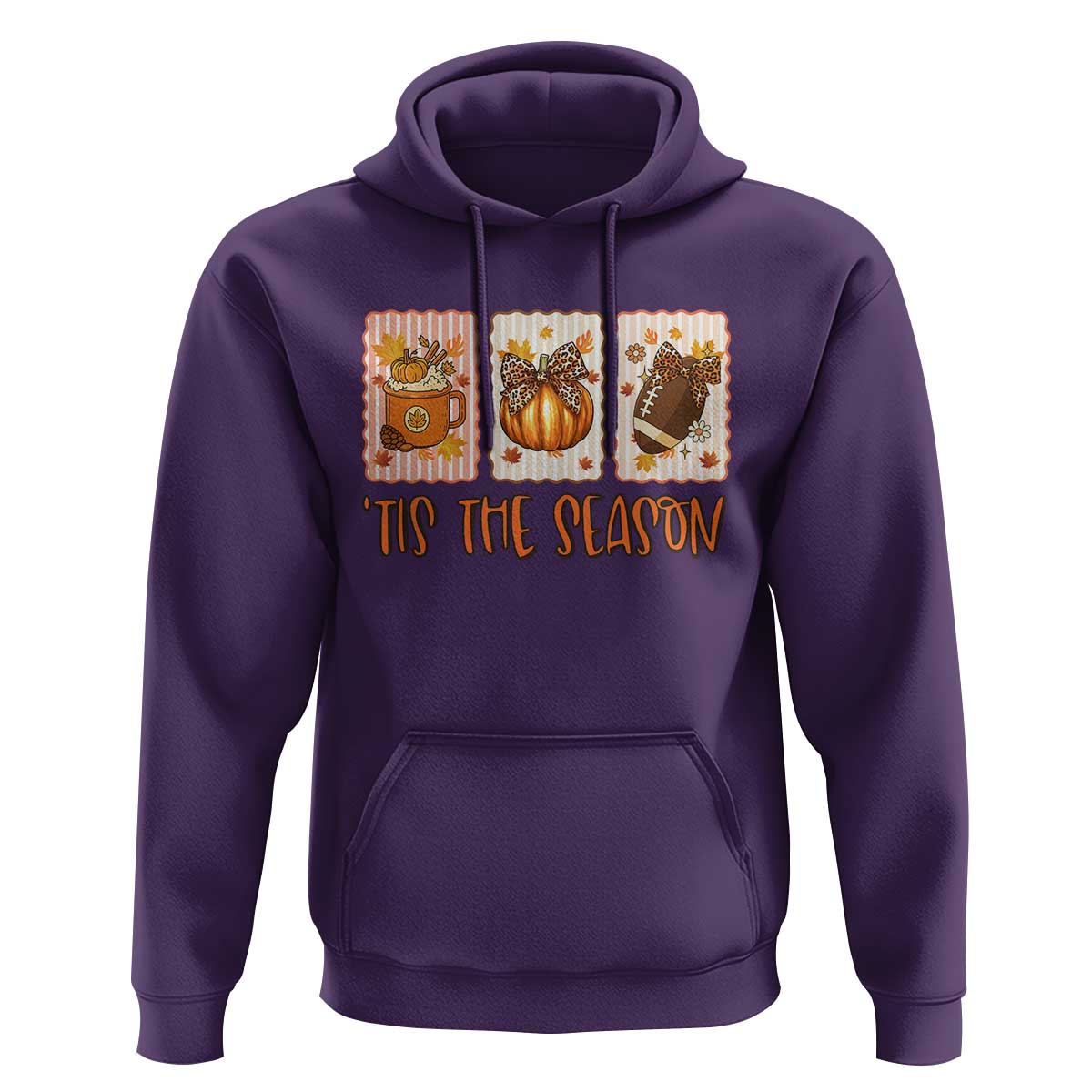 Tis The Season Fall Thanksgiving Hoodie American Football Pumpkin Postage Stamps - Wonder Print Shop