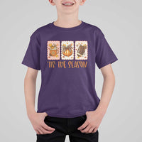 Tis The Season Fall Thanksgiving T Shirt For Kid American Football Pumpkin Postage Stamps - Wonder Print Shop