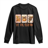 Tis The Season Fall Thanksgiving Long Sleeve Shirt American Football Pumpkin Postage Stamps - Wonder Print Shop