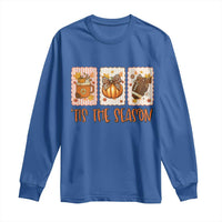 Tis The Season Fall Thanksgiving Long Sleeve Shirt American Football Pumpkin Postage Stamps - Wonder Print Shop