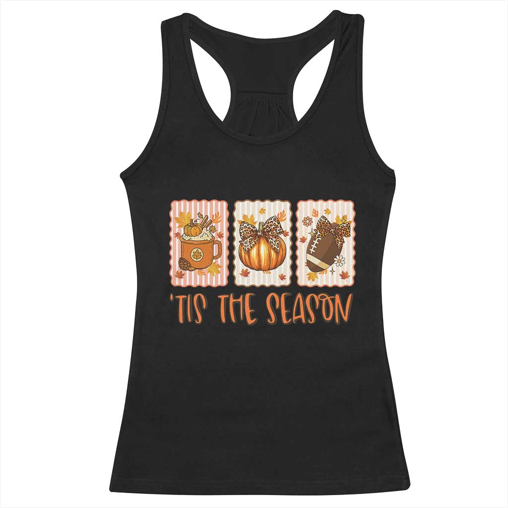 Tis The Season Fall Thanksgiving Racerback Tank Top American Football Pumpkin Postage Stamps - Wonder Print Shop