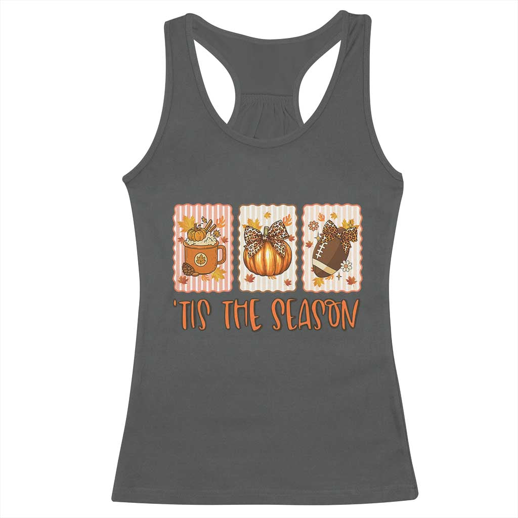 Tis The Season Fall Thanksgiving Racerback Tank Top American Football Pumpkin Postage Stamps - Wonder Print Shop
