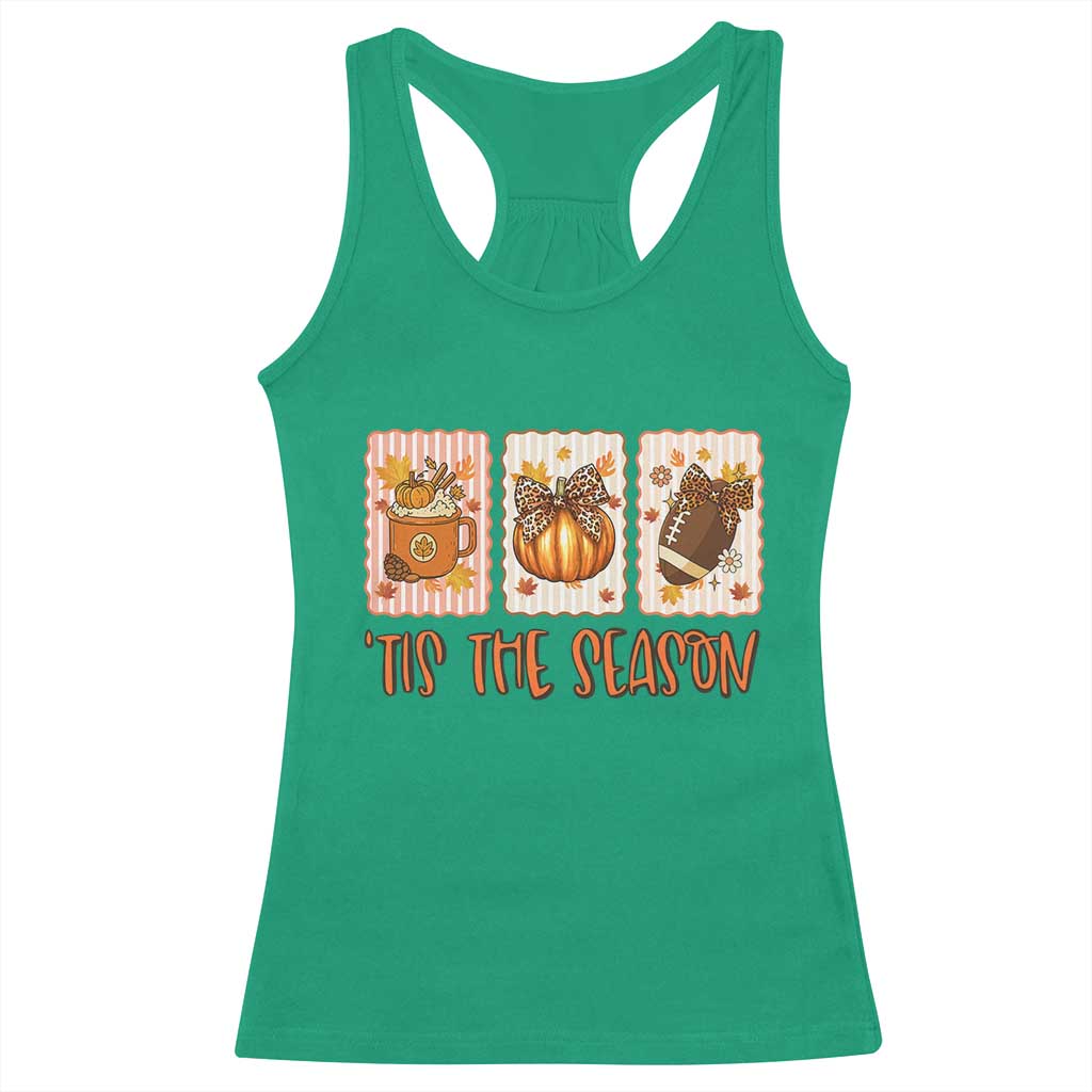 Tis The Season Fall Thanksgiving Racerback Tank Top American Football Pumpkin Postage Stamps - Wonder Print Shop