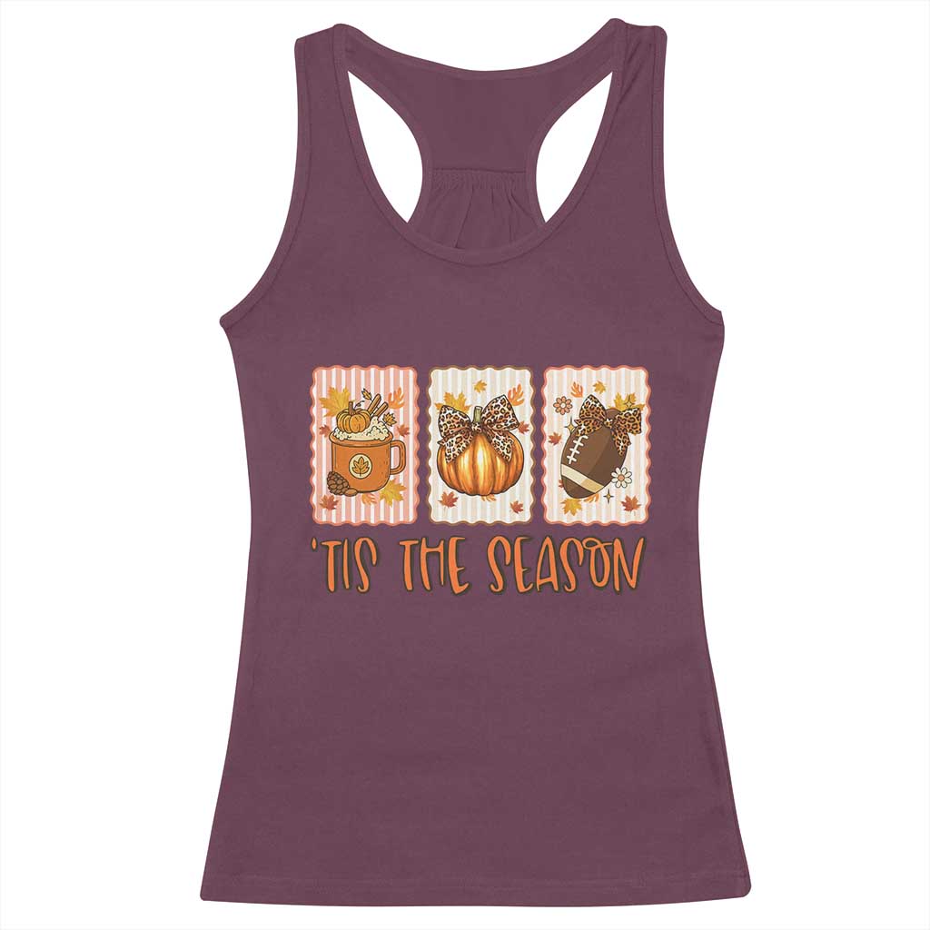 Tis The Season Fall Thanksgiving Racerback Tank Top American Football Pumpkin Postage Stamps - Wonder Print Shop