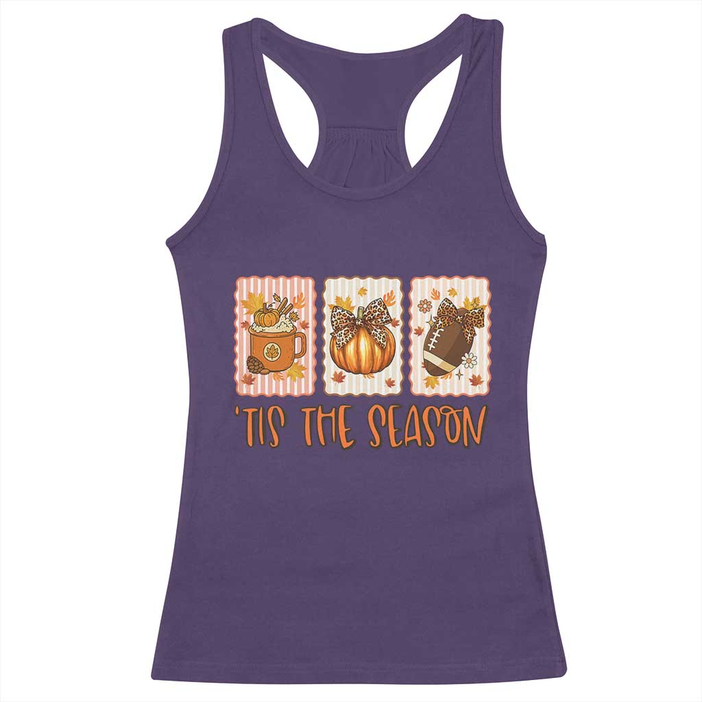 Tis The Season Fall Thanksgiving Racerback Tank Top American Football Pumpkin Postage Stamps - Wonder Print Shop