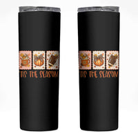 Tis The Season Fall Thanksgiving Skinny Tumbler American Football Pumpkin Postage Stamps - Wonder Print Shop