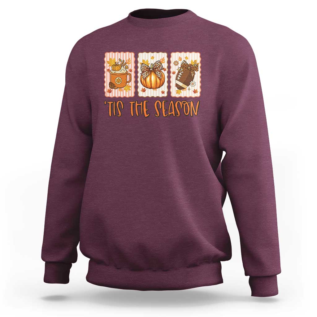 Tis The Season Fall Thanksgiving Sweatshirt American Football Pumpkin Postage Stamps - Wonder Print Shop