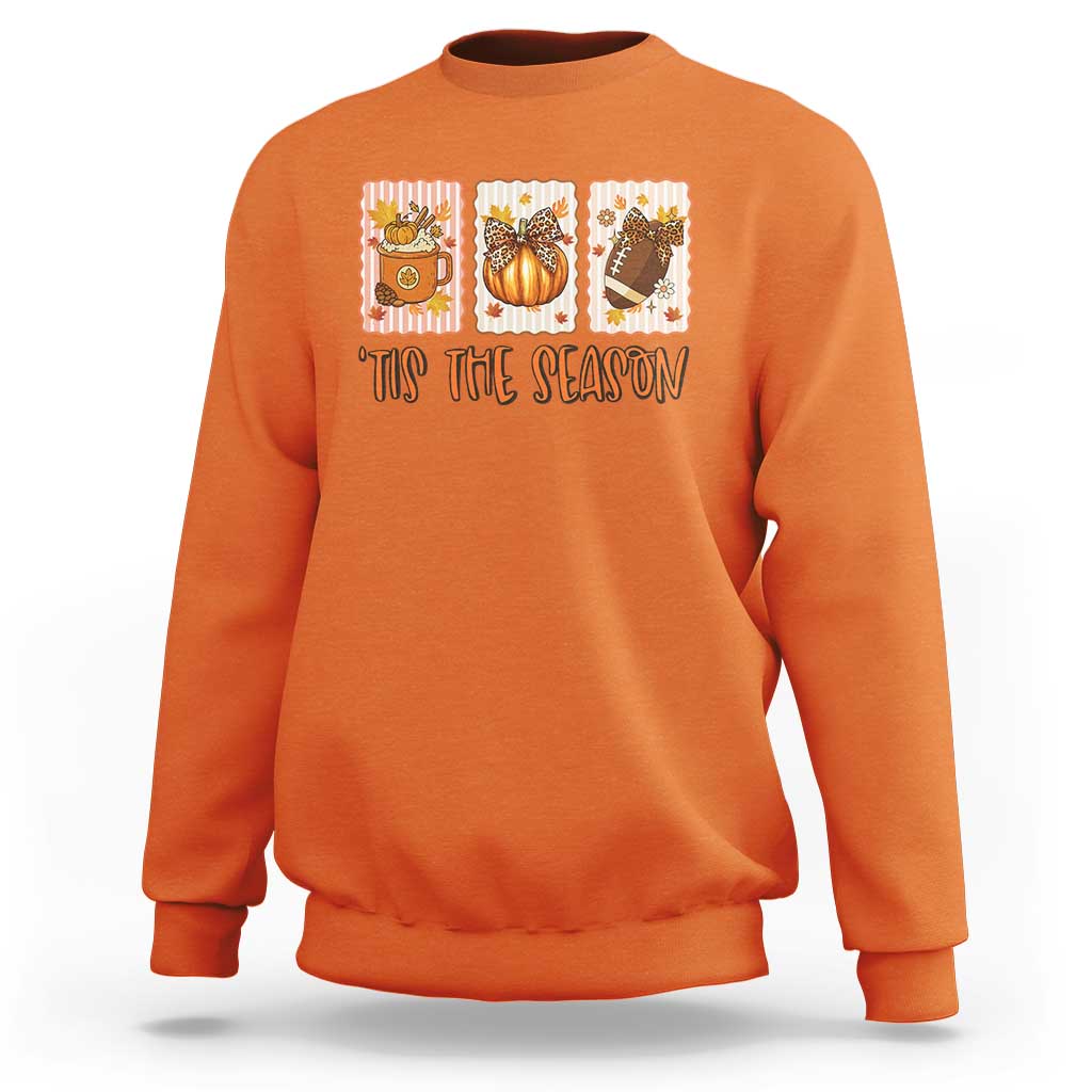 Tis The Season Fall Thanksgiving Sweatshirt American Football Pumpkin Postage Stamps - Wonder Print Shop