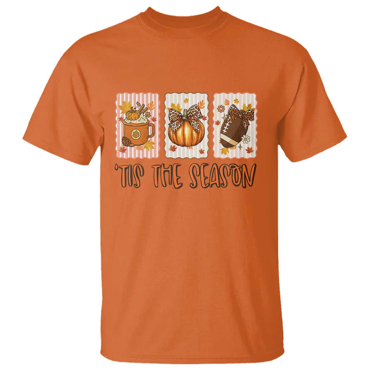 Tis The Season Fall Thanksgiving T Shirt American Football Pumpkin Postage Stamps - Wonder Print Shop
