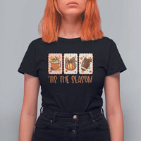 Tis The Season Fall Thanksgiving T Shirt For Women American Football Pumpkin Postage Stamps - Wonder Print Shop