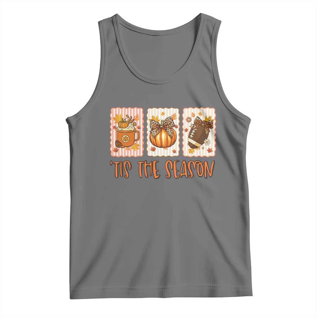 Tis The Season Fall Thanksgiving Tank Top American Football Pumpkin Postage Stamps - Wonder Print Shop