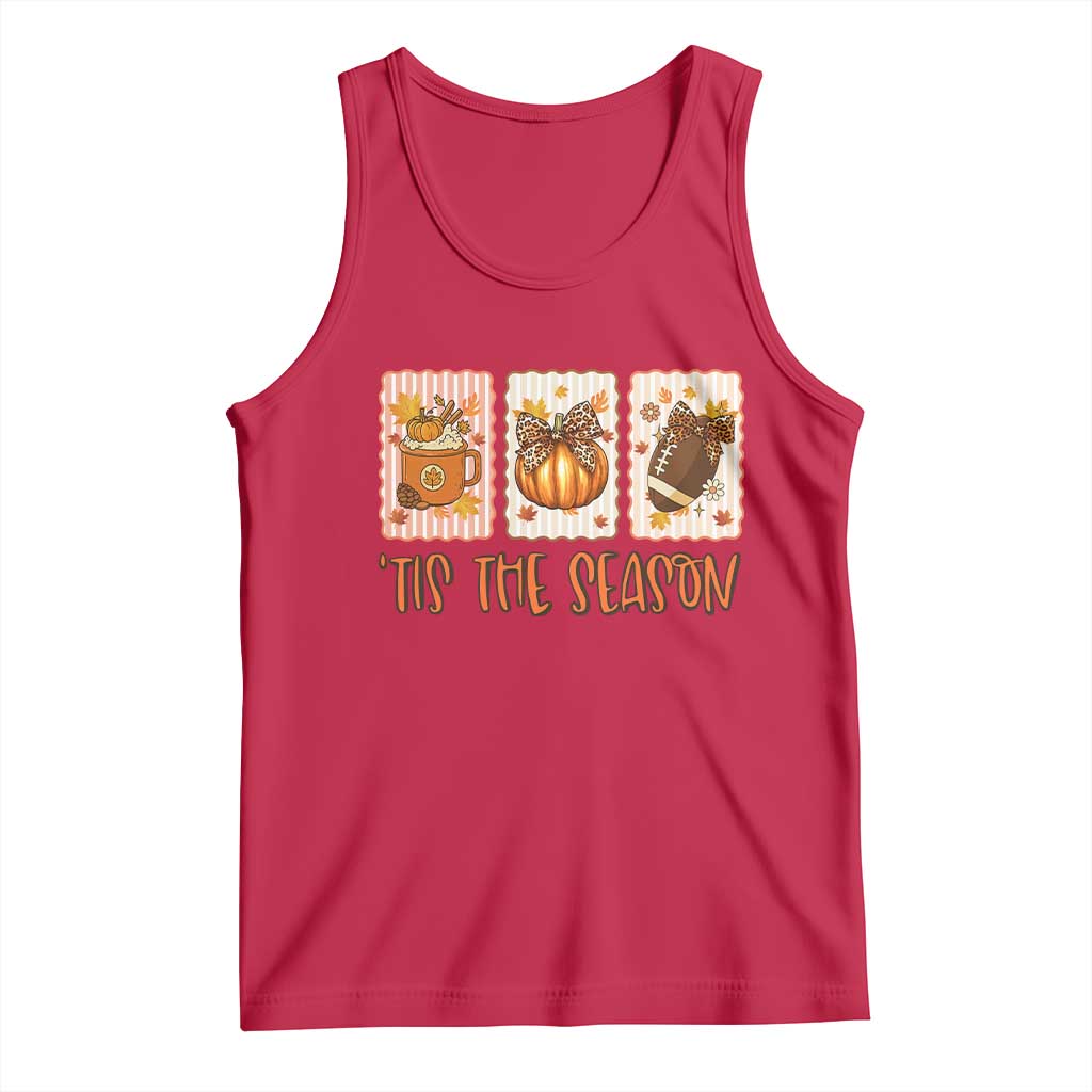 Tis The Season Fall Thanksgiving Tank Top American Football Pumpkin Postage Stamps - Wonder Print Shop