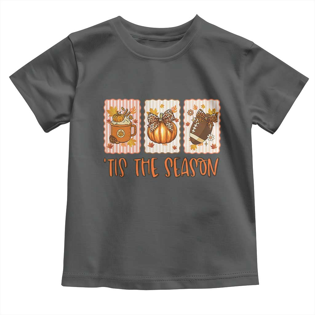 Tis The Season Fall Thanksgiving Toddler T Shirt American Football Pumpkin Postage Stamps - Wonder Print Shop