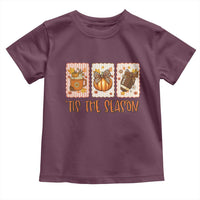 Tis The Season Fall Thanksgiving Toddler T Shirt American Football Pumpkin Postage Stamps - Wonder Print Shop