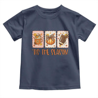 Tis The Season Fall Thanksgiving Toddler T Shirt American Football Pumpkin Postage Stamps - Wonder Print Shop