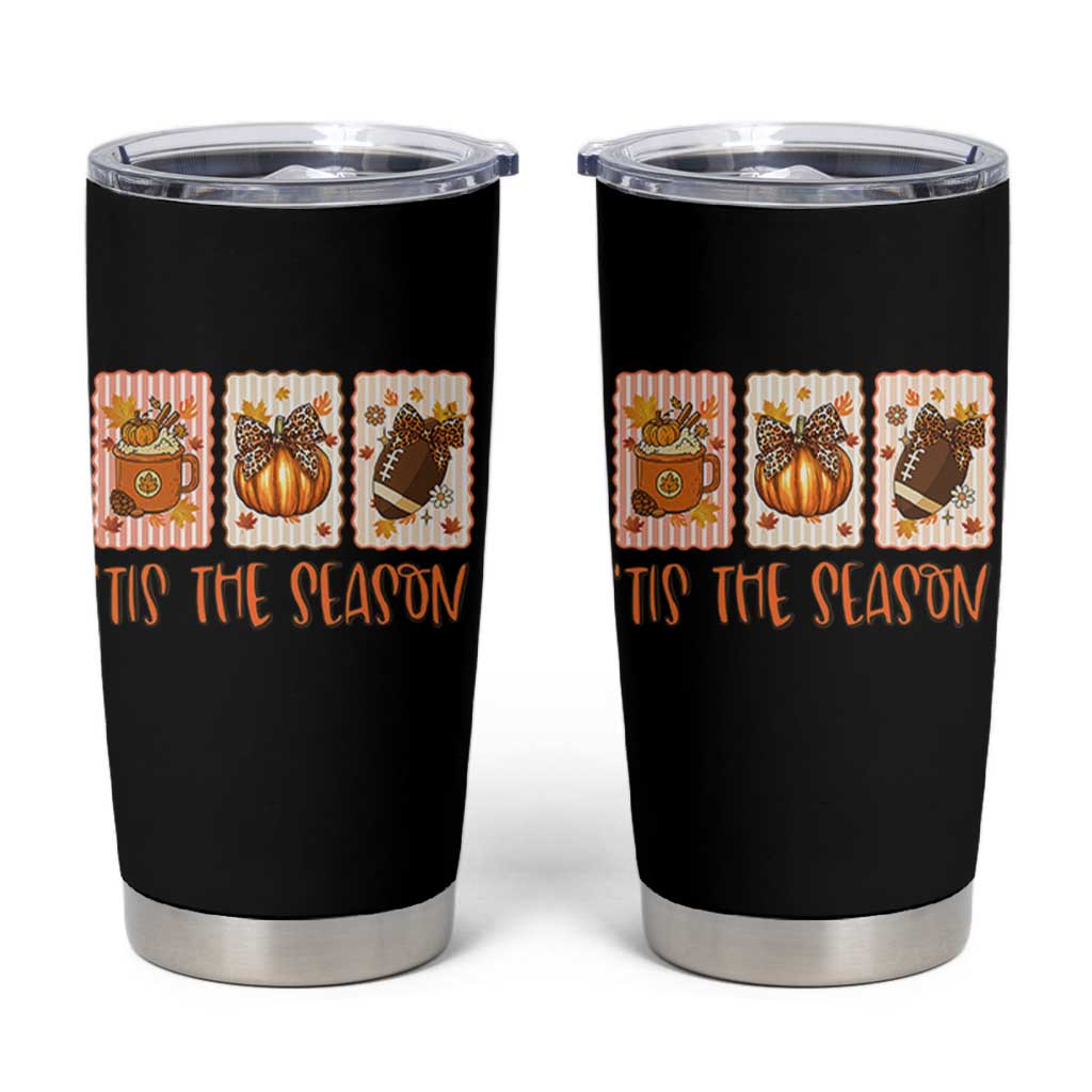 Tis The Season Fall Thanksgiving Tumbler Cup American Football Pumpkin Postage Stamps - Wonder Print Shop