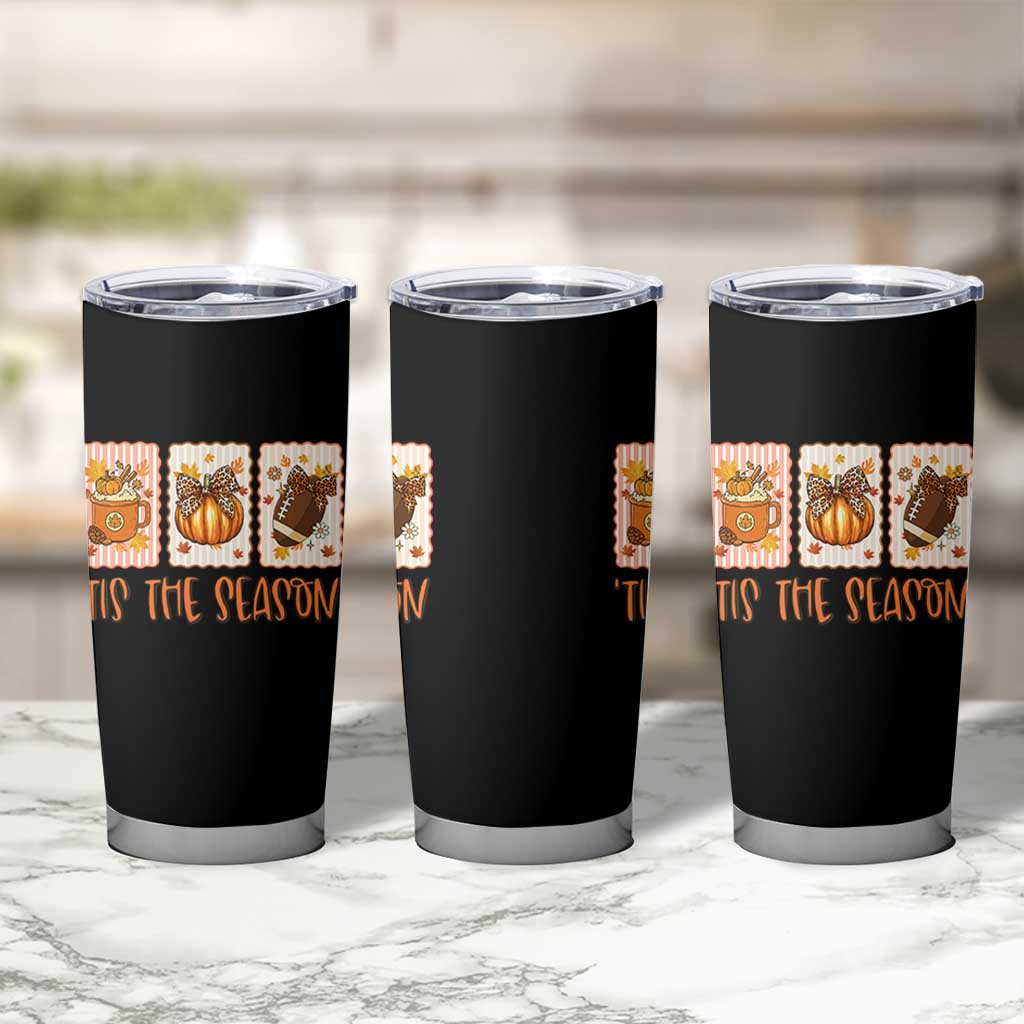 Tis The Season Fall Thanksgiving Tumbler Cup American Football Pumpkin Postage Stamps - Wonder Print Shop
