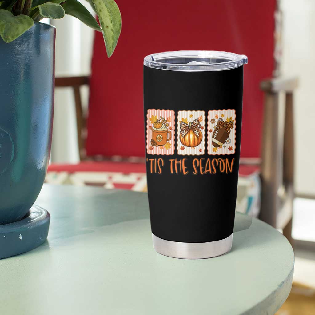 Tis The Season Fall Thanksgiving Tumbler Cup American Football Pumpkin Postage Stamps - Wonder Print Shop