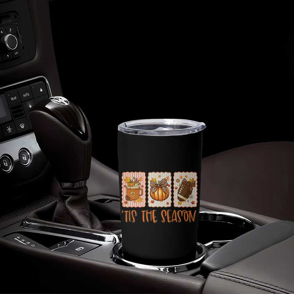 Tis The Season Fall Thanksgiving Tumbler Cup American Football Pumpkin Postage Stamps - Wonder Print Shop