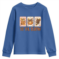 Tis The Season Fall Thanksgiving Youth Sweatshirt American Football Pumpkin Postage Stamps - Wonder Print Shop