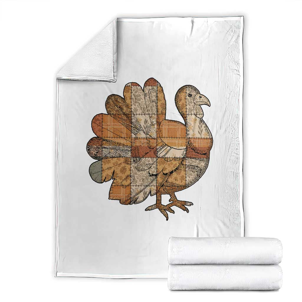 Thanksgiving Vintage Patchwork Gobble Turkey Throw Blanket - Wonder Print Shop