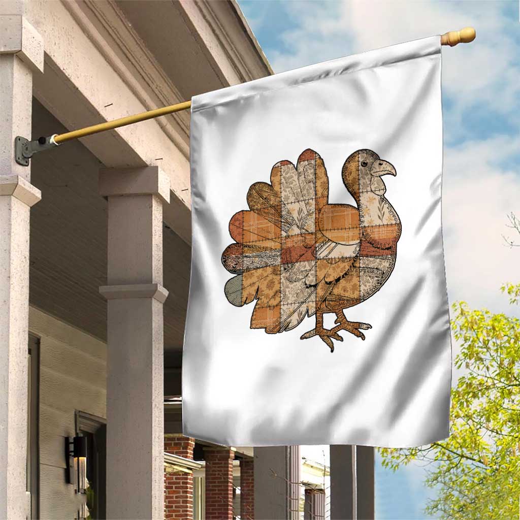 Thanksgiving Vintage Patchwork Gobble Turkey Garden Flag - Wonder Print Shop