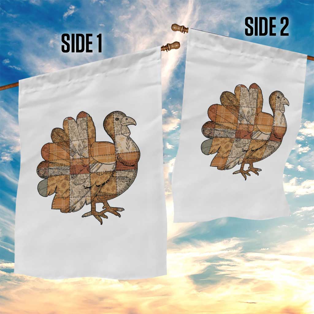 Thanksgiving Vintage Patchwork Gobble Turkey Garden Flag - Wonder Print Shop
