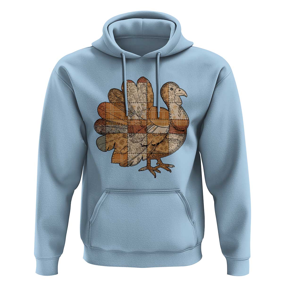 Thanksgiving Vintage Patchwork Gobble Turkey Hoodie - Wonder Print Shop