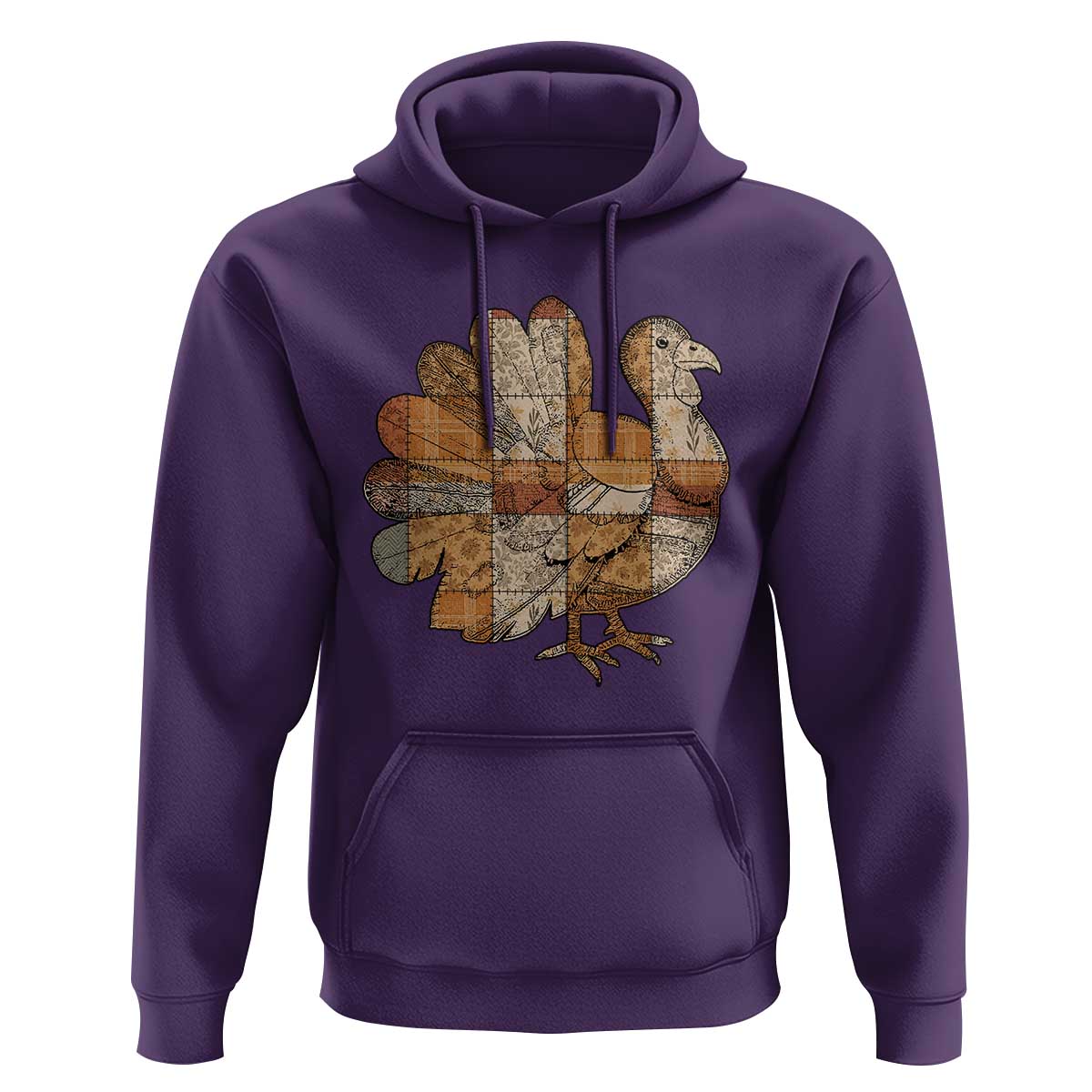 Thanksgiving Vintage Patchwork Gobble Turkey Hoodie - Wonder Print Shop