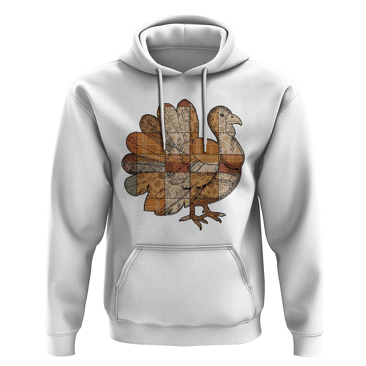 Thanksgiving Vintage Patchwork Gobble Turkey Hoodie - Wonder Print Shop