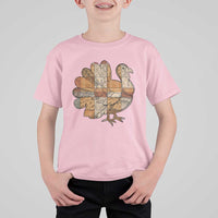 Thanksgiving Vintage Patchwork Gobble Turkey T Shirt For Kid - Wonder Print Shop