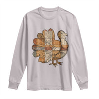 Thanksgiving Vintage Patchwork Gobble Turkey Long Sleeve Shirt - Wonder Print Shop