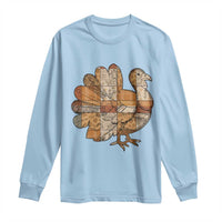 Thanksgiving Vintage Patchwork Gobble Turkey Long Sleeve Shirt - Wonder Print Shop