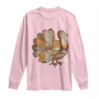 Thanksgiving Vintage Patchwork Gobble Turkey Long Sleeve Shirt - Wonder Print Shop