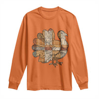 Thanksgiving Vintage Patchwork Gobble Turkey Long Sleeve Shirt - Wonder Print Shop