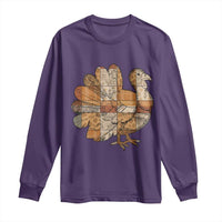 Thanksgiving Vintage Patchwork Gobble Turkey Long Sleeve Shirt - Wonder Print Shop