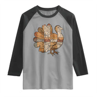 Thanksgiving Vintage Patchwork Gobble Turkey Raglan Shirt - Wonder Print Shop