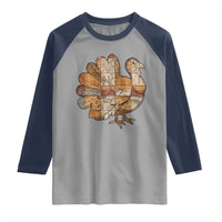 Thanksgiving Vintage Patchwork Gobble Turkey Raglan Shirt - Wonder Print Shop