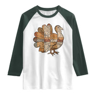Thanksgiving Vintage Patchwork Gobble Turkey Raglan Shirt - Wonder Print Shop