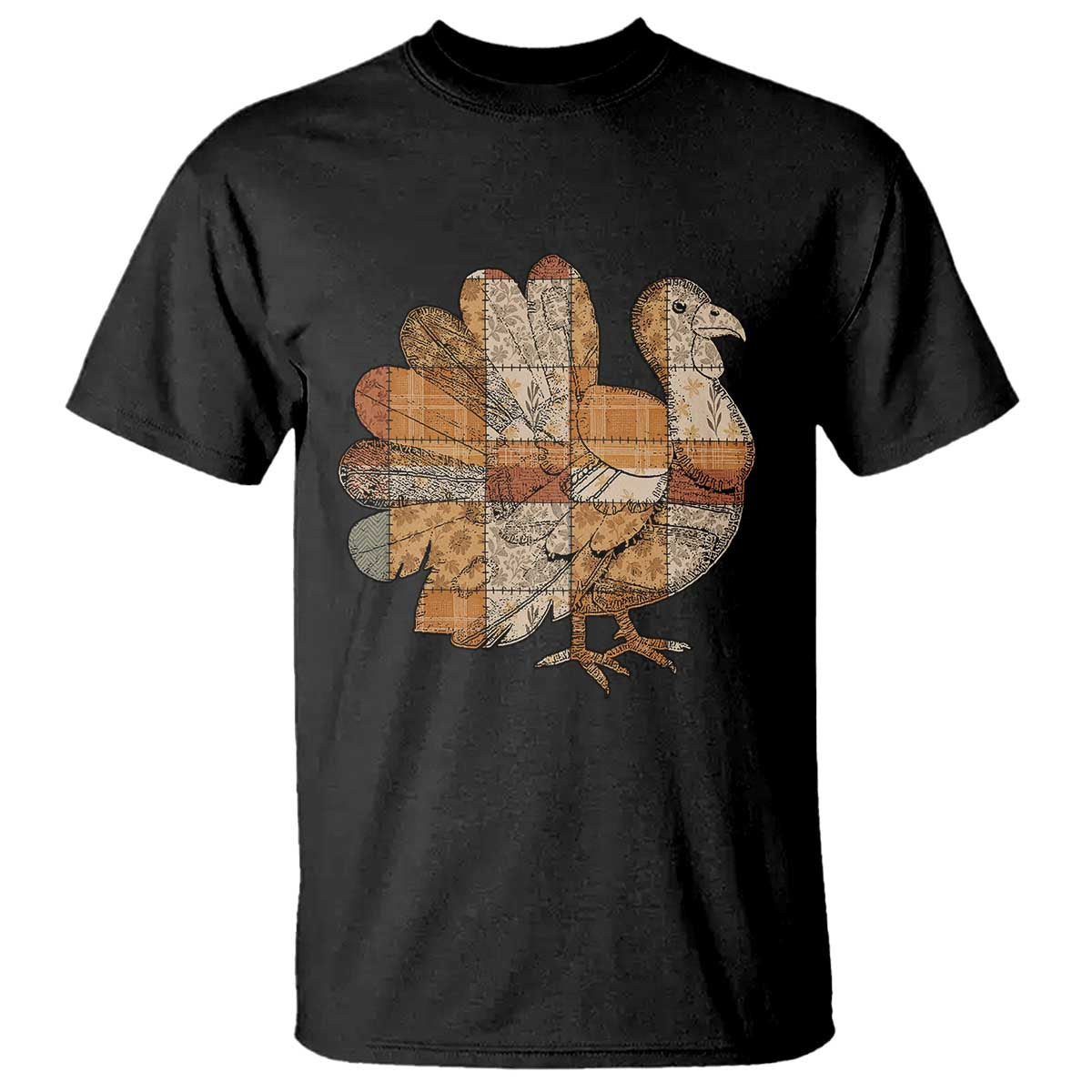 Thanksgiving Vintage Patchwork Gobble Turkey T Shirt - Wonder Print Shop