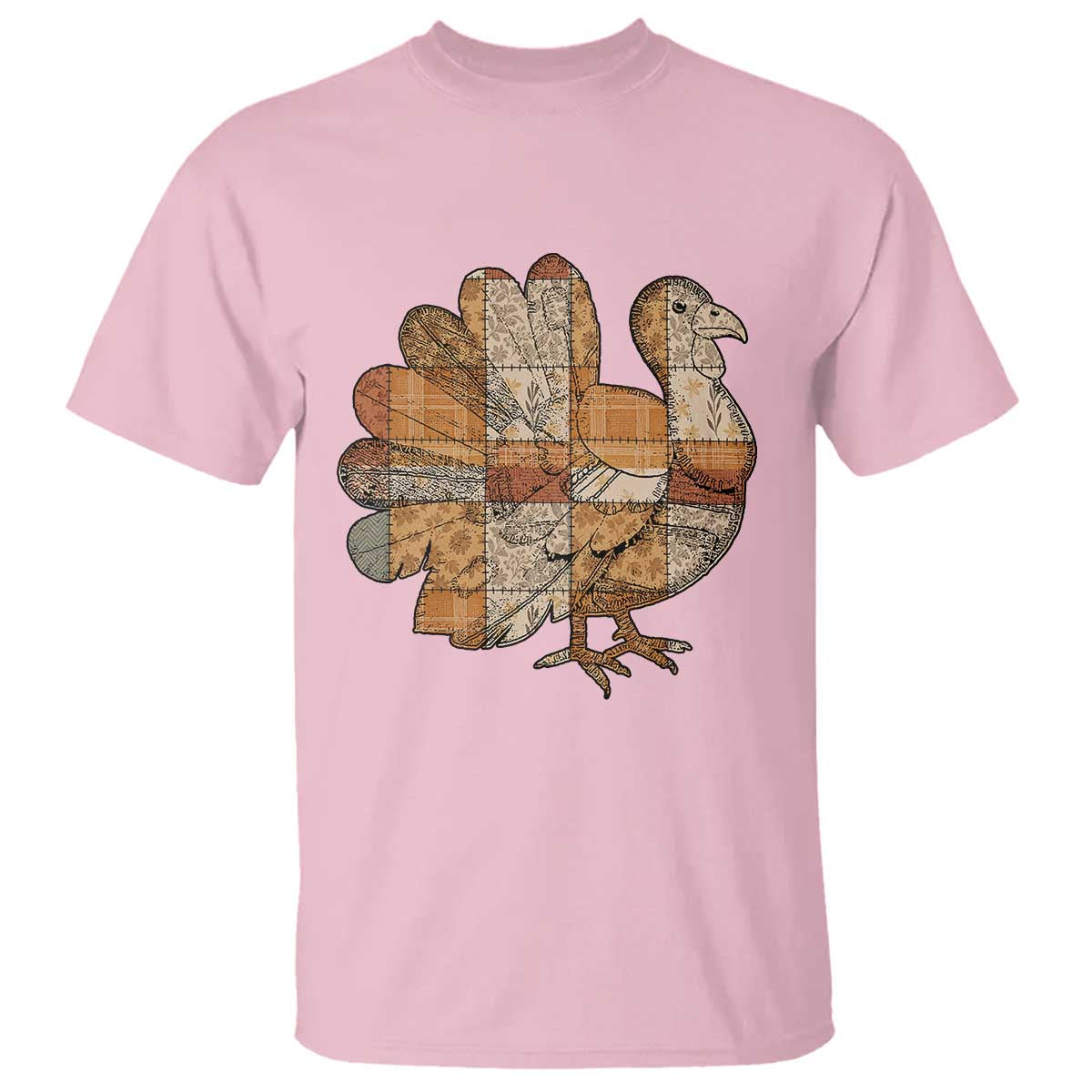Thanksgiving Vintage Patchwork Gobble Turkey T Shirt - Wonder Print Shop