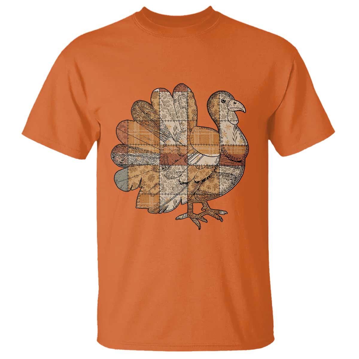 Thanksgiving Vintage Patchwork Gobble Turkey T Shirt - Wonder Print Shop