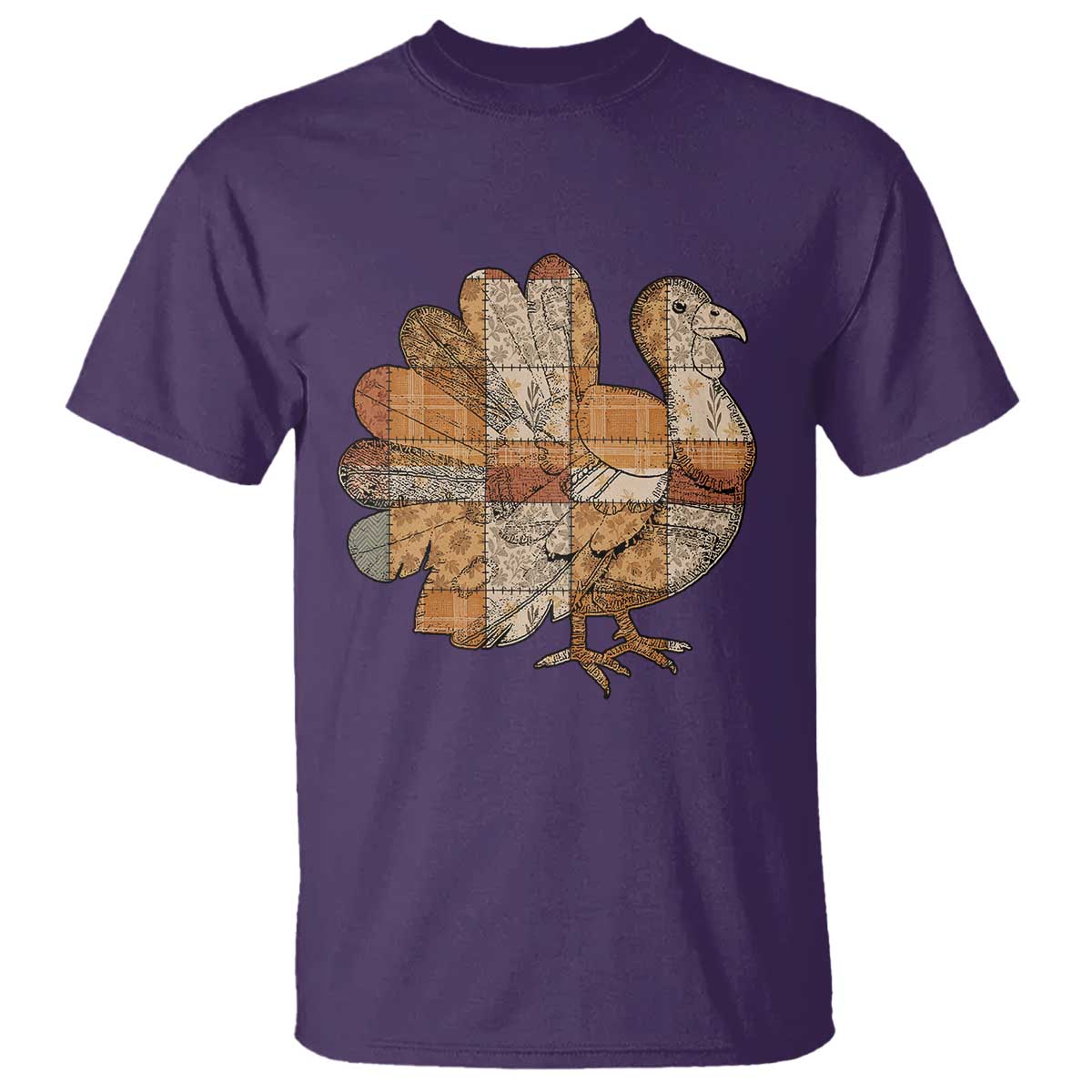 Thanksgiving Vintage Patchwork Gobble Turkey T Shirt - Wonder Print Shop