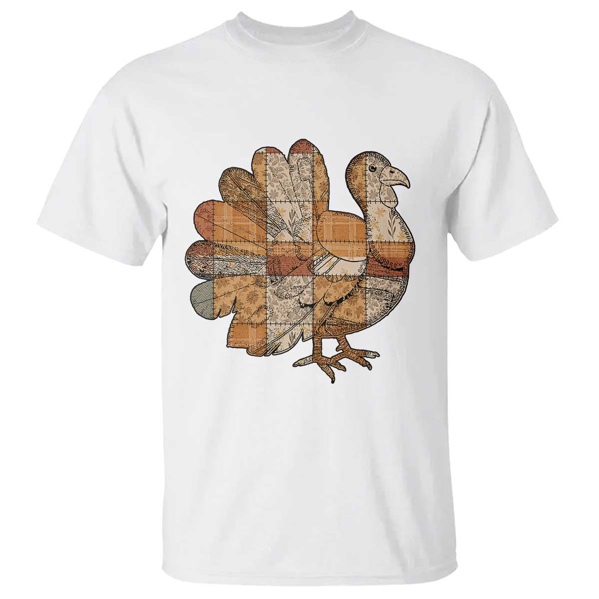 Thanksgiving Vintage Patchwork Gobble Turkey T Shirt - Wonder Print Shop